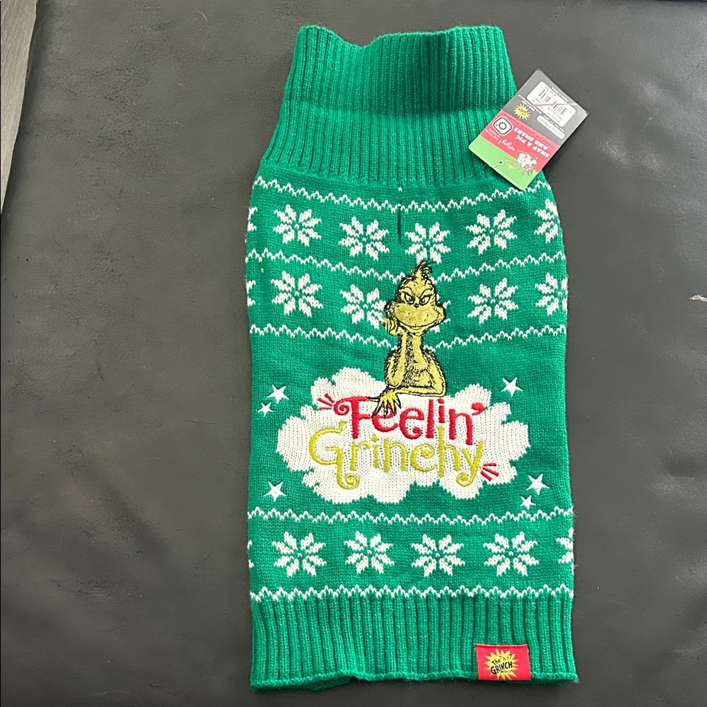 Dr. Seuss Green "Feelin' Grinchy" Dog Sweater
